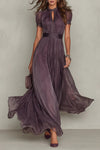 Octaviana | Women's Short Sleeve Keyhole Maxi Dress