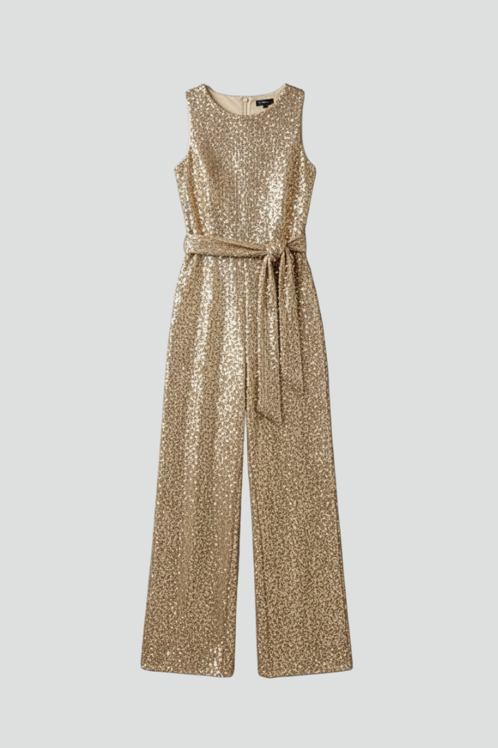 Odessa | Women’s Sequin Sleeveless Jumpsuit with Tie Waist