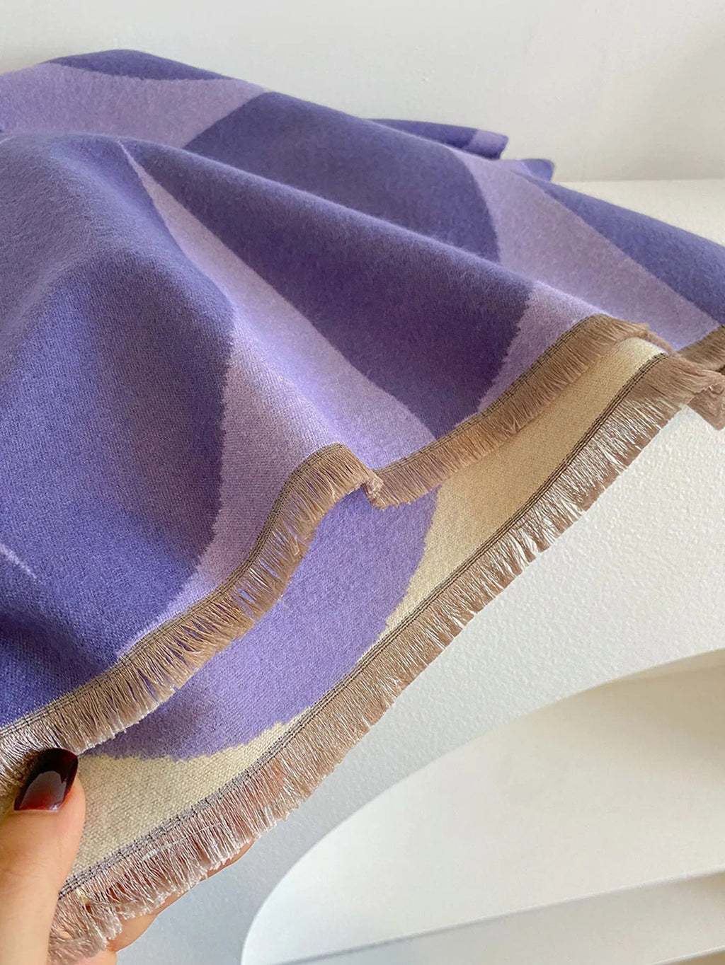 Odette | Women’s Reversible Geometric Print Scarf with Fringe