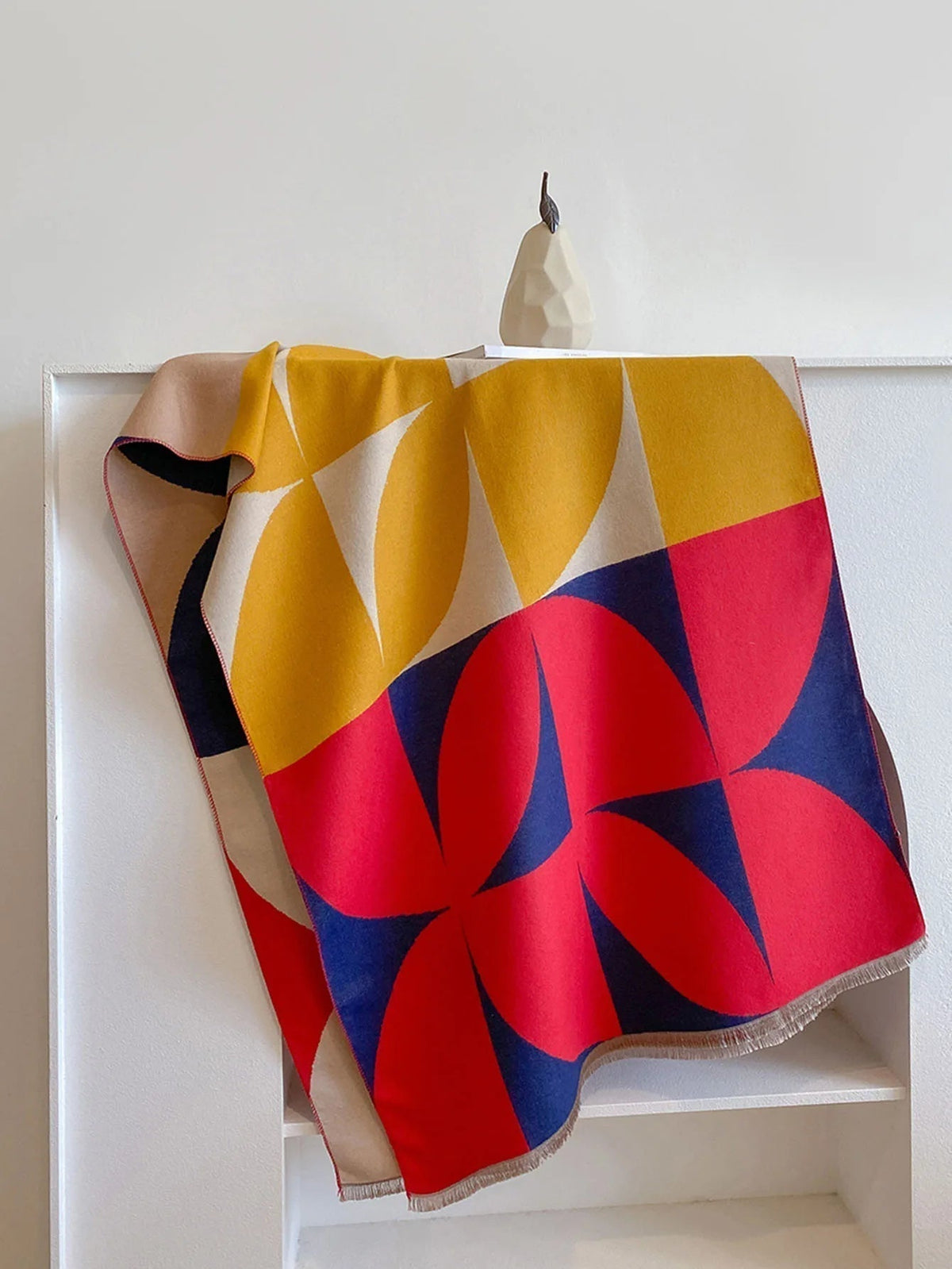 Odette | Women’s Reversible Geometric Print Scarf with Fringe