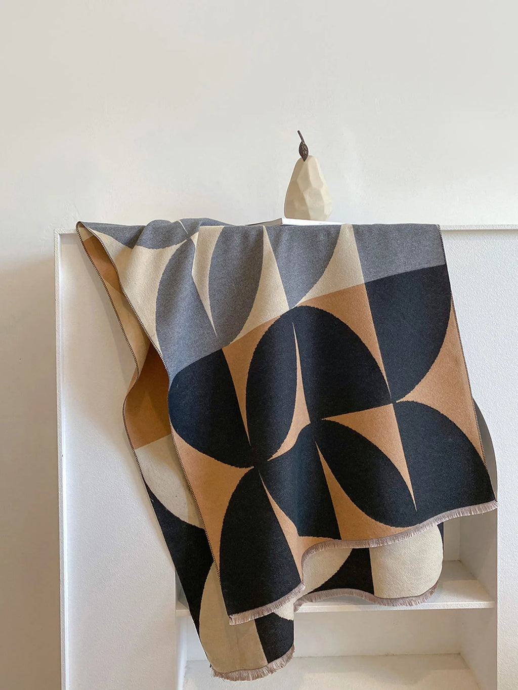 Odette | Women’s Reversible Geometric Print Scarf with Fringe