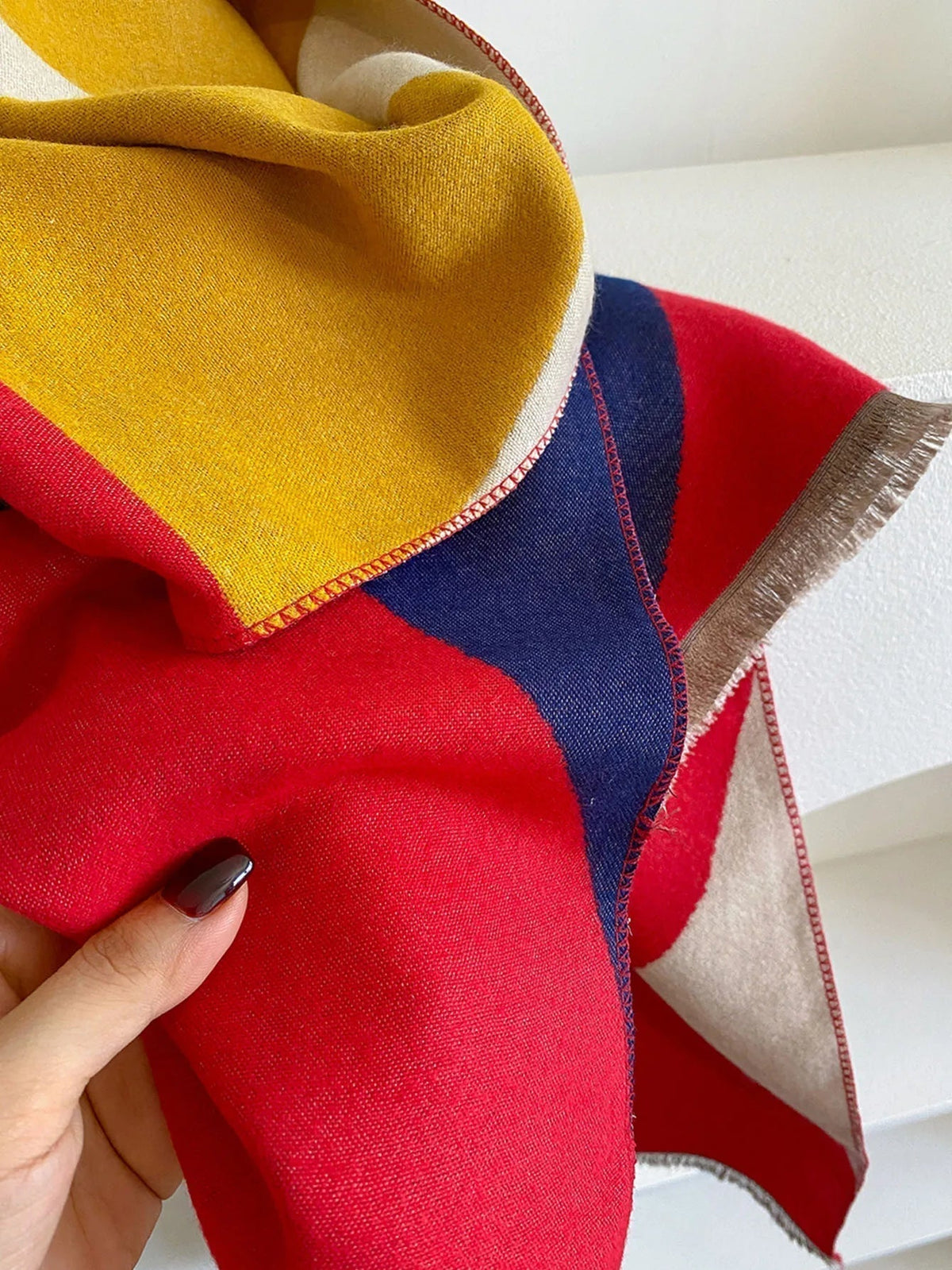Odette | Women’s Reversible Geometric Print Scarf with Fringe