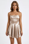 Olivia Martin | Satin Cowl Neck Mini Dress For Women