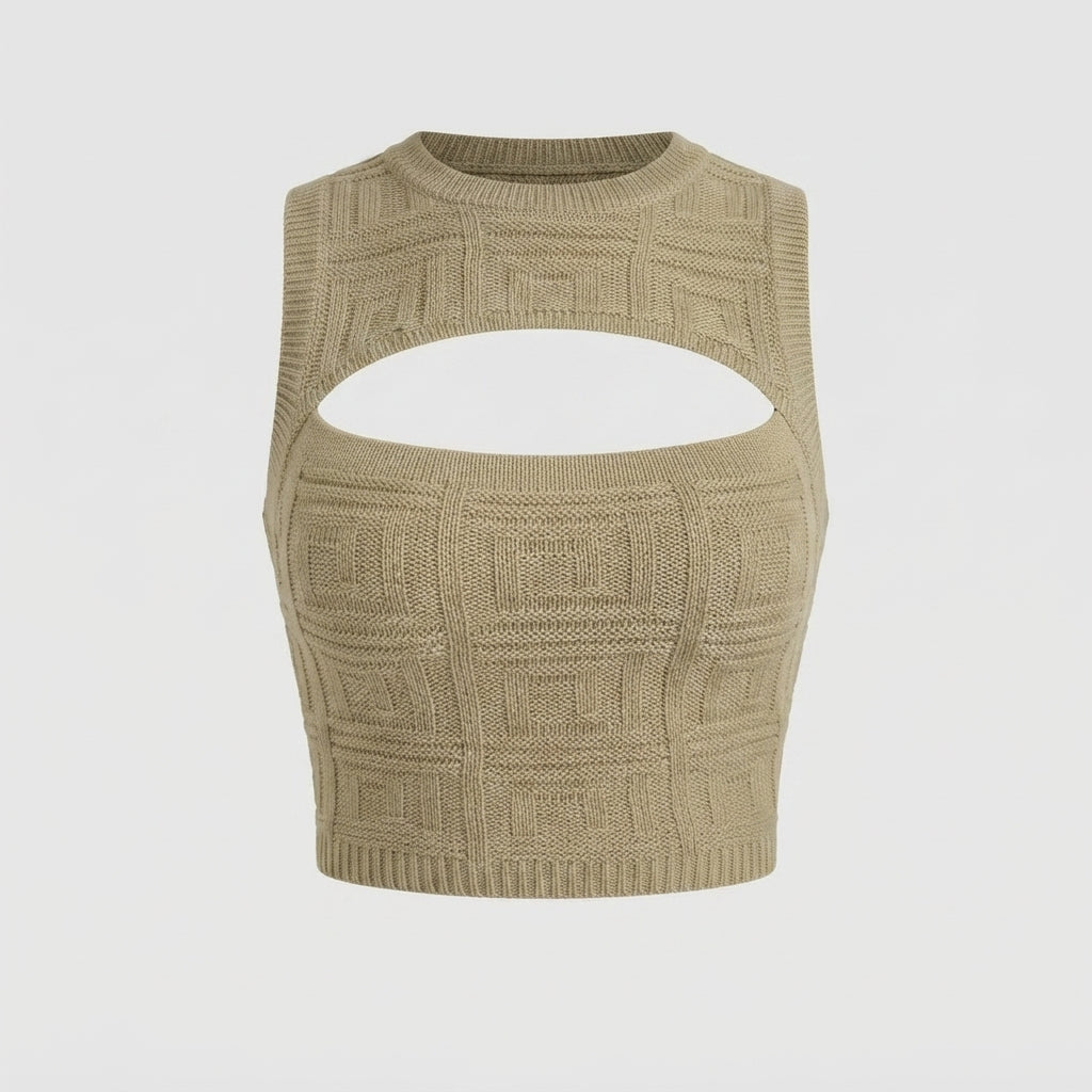 Olivia Taylor | Cropped Cut-Out Knit Tank Top For Women
