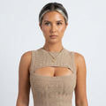 Olivia Taylor | Cropped Cut-Out Knit Tank Top For Women
