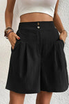 Harlow | Women's High Waist Wide Leg Shorts Pleated Casual