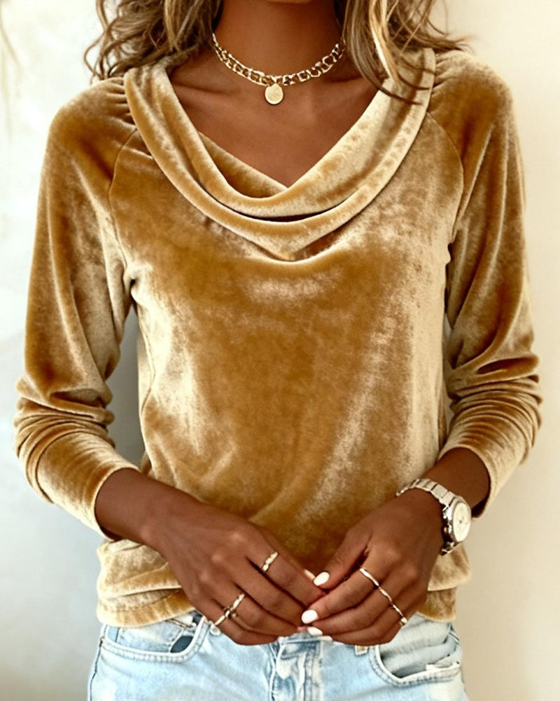 Ophelia | Women’s Cowl Neck Top with Long Sleeve