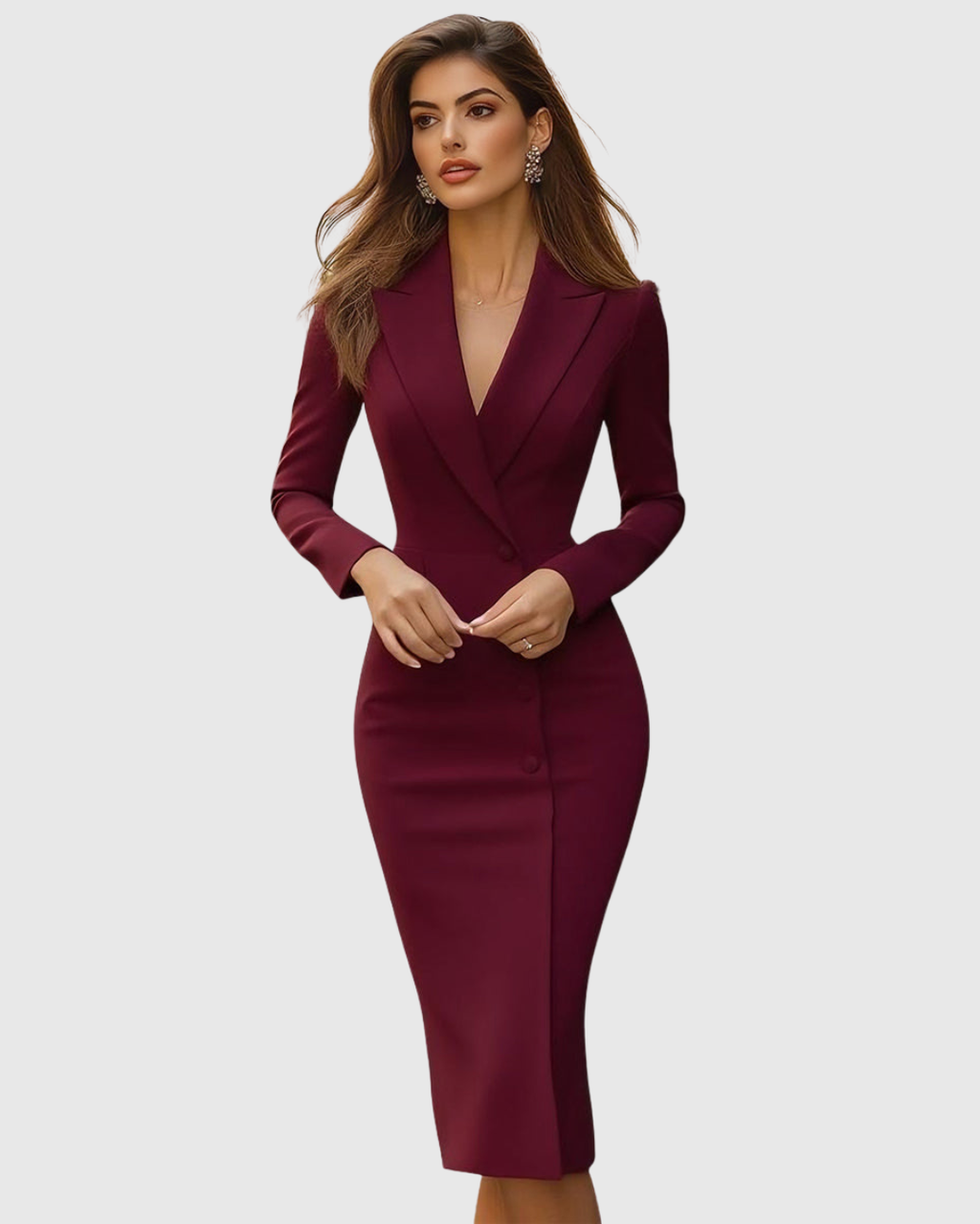Penelope | Women’s Blazer Style Midi Dress with V-Neck