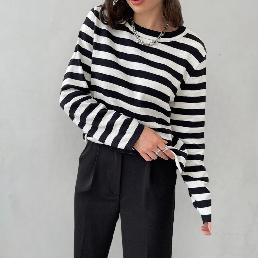 Pippa | Women’s Striped Long-Sleeve Sweater with Relaxed Fit