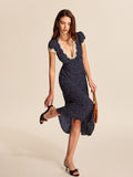 Penelope | Women’s Polka Dot Midi Dress with Lace Trim