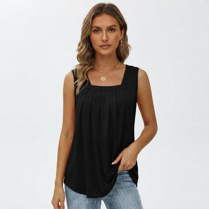 Poppy Reynolds | Pleated Square Neck Tank Top For Women