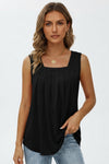 Poppy Reynolds | Pleated Square Neck Tank Top For Women