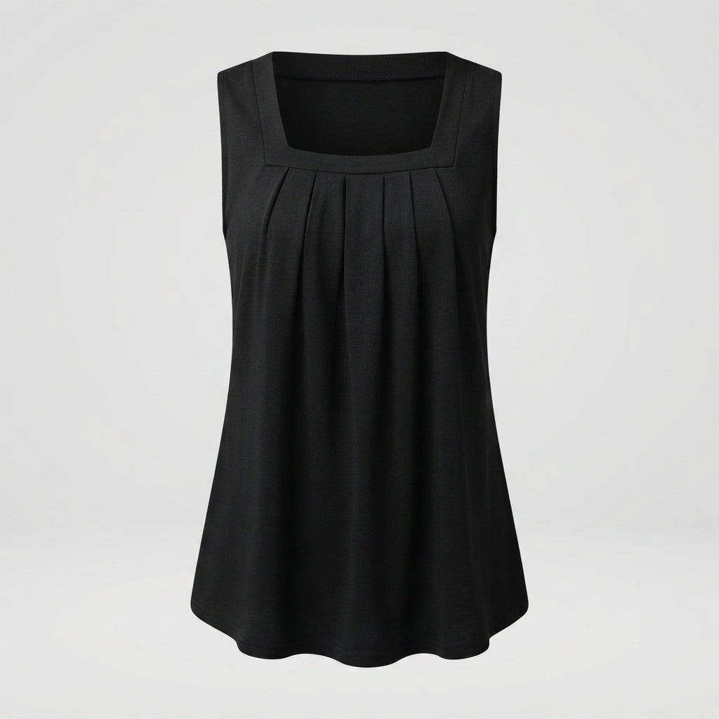 Poppy Reynolds | Pleated Square Neck Tank Top For Women
