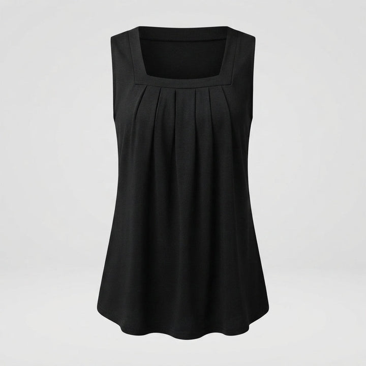 Poppy Reynolds | Pleated Square Neck Tank Top For Women