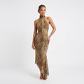 Poppy Sinclair | Leopard Print Halter Maxi Dress For Women