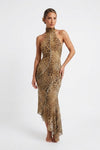 Poppy Sinclair | Leopard Print Halter Maxi Dress For Women