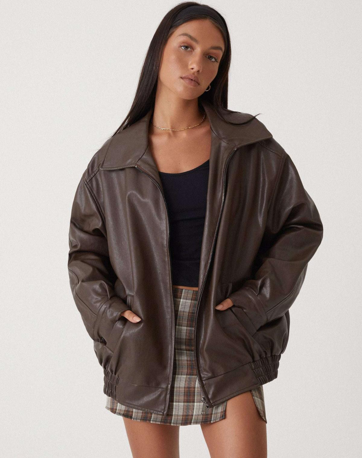 Primrose | Women’s Oversized Bomber Jacket with Front Zip Closure