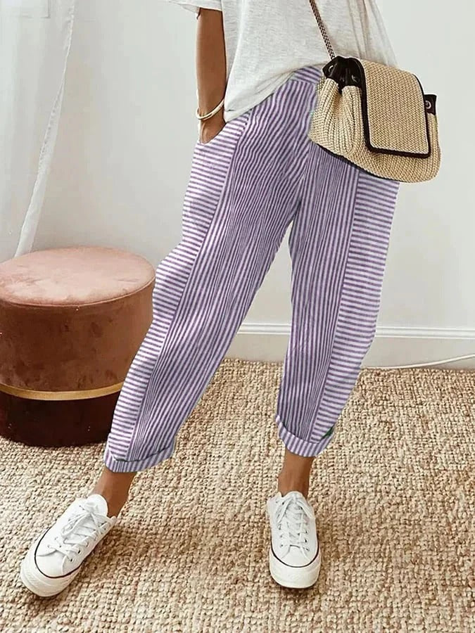 Holly | Women’s Striped Pants with Vertical Stripes