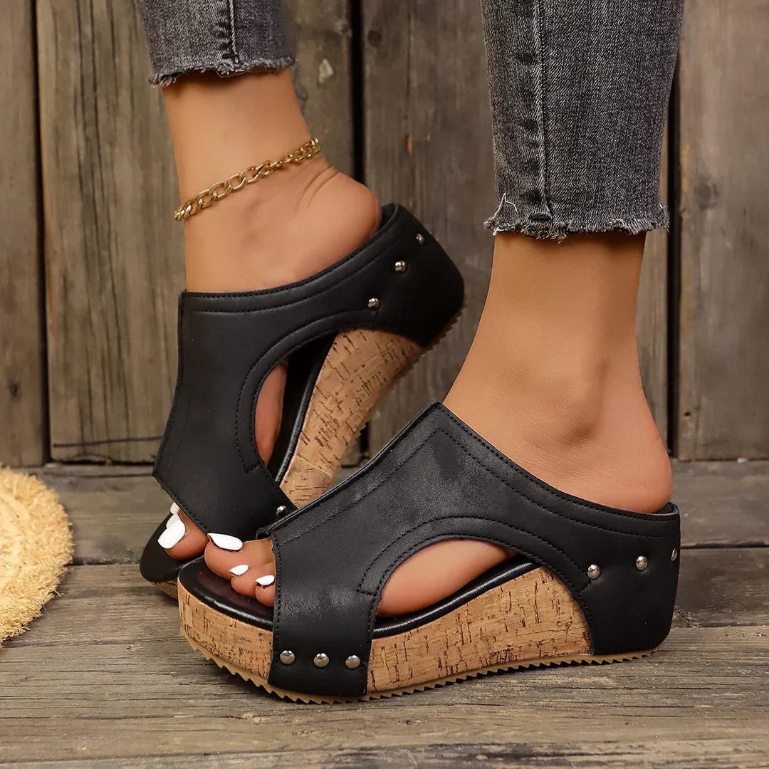 Quinley | Women’s Wedge Sandals with Cork Platform