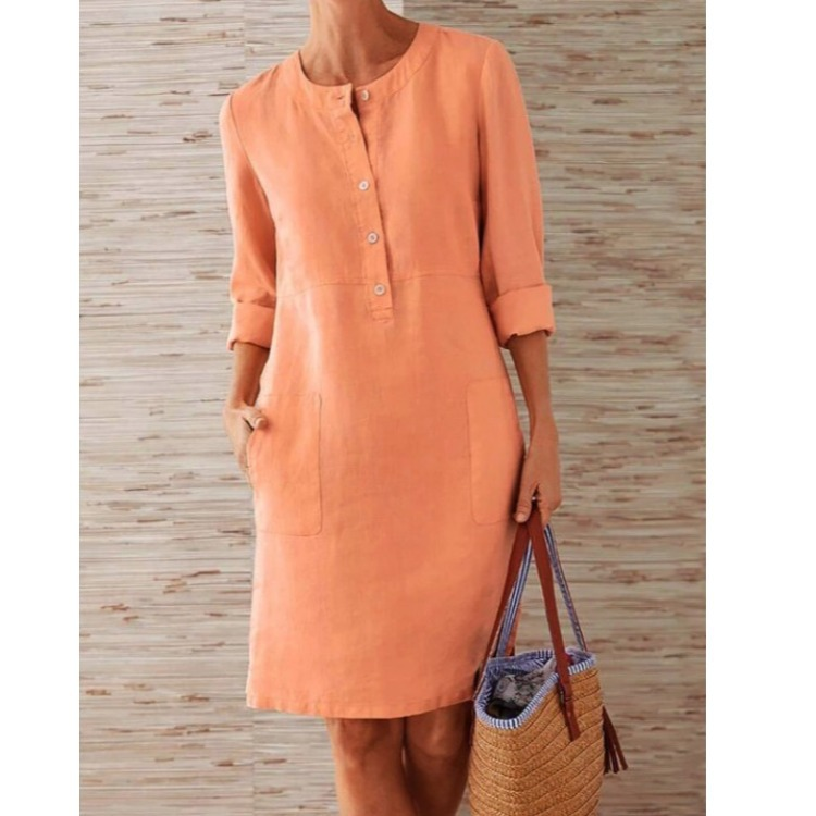 Raina | Women’s Button Front Shift Dress with Pockets