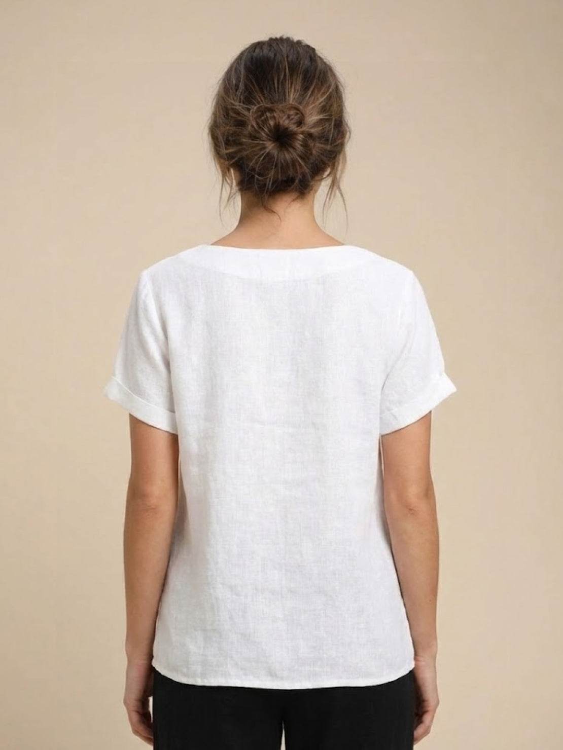 Olive | Women’s Olive Scoop Neck Tee with Buttons