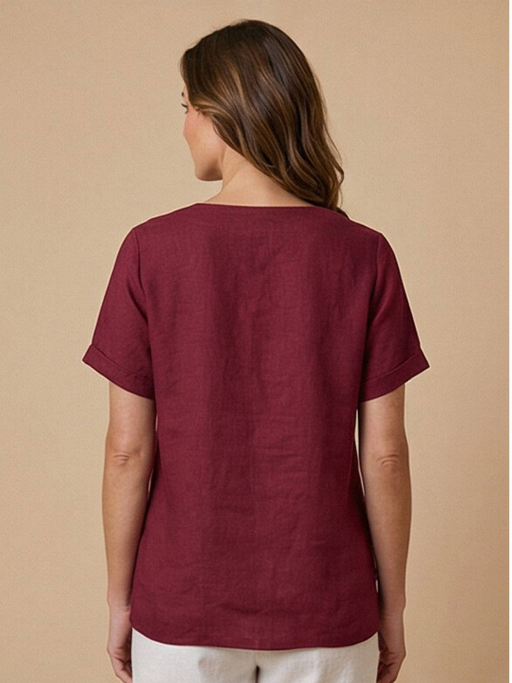 Olive | Women’s Olive Scoop Neck Tee with Buttons