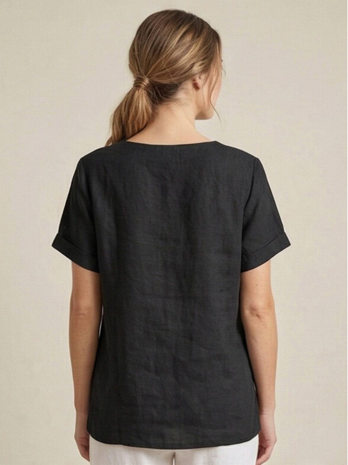 Olive | Women’s Olive Scoop Neck Tee with Buttons