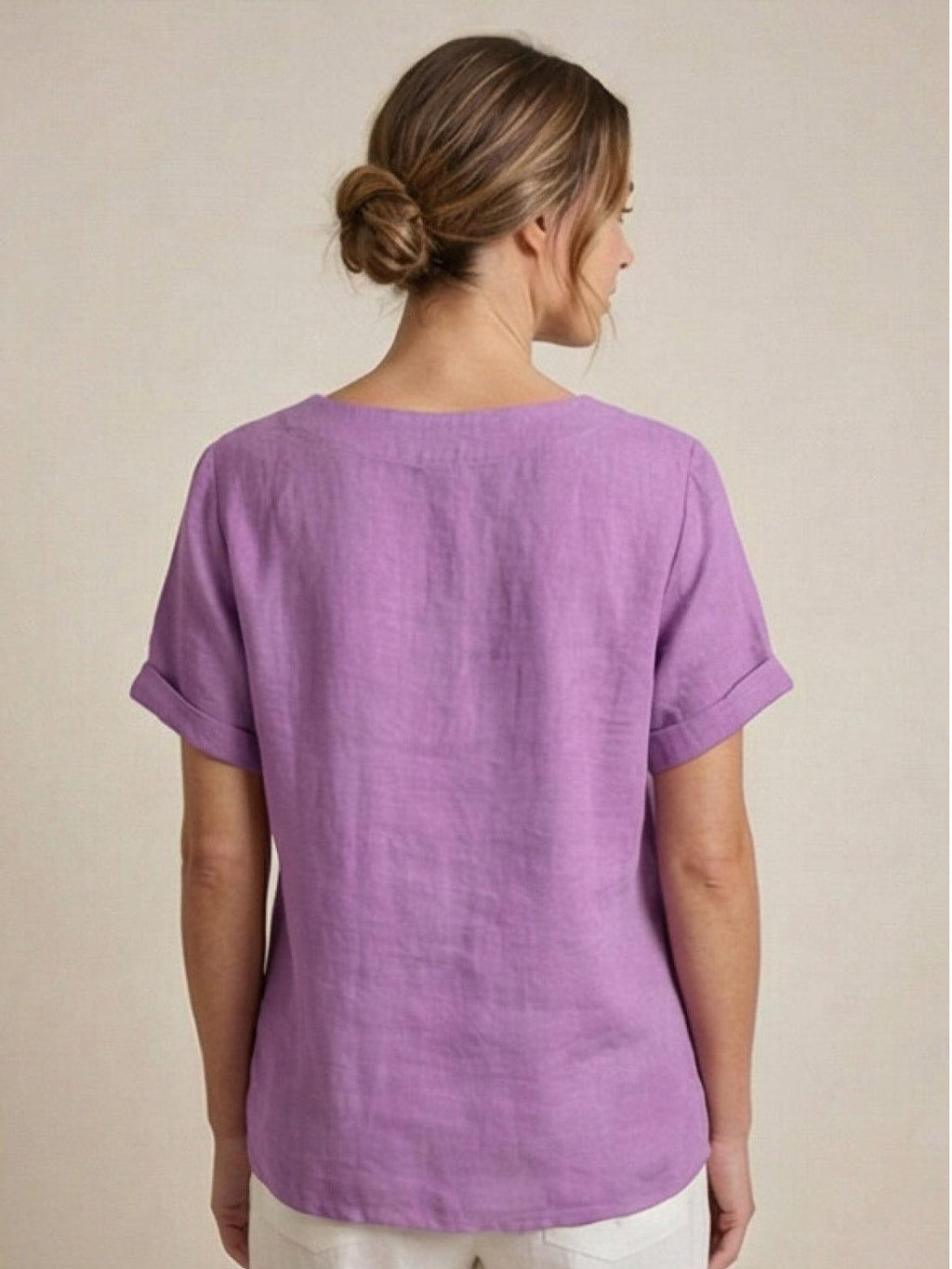 Olive | Women’s Olive Scoop Neck Tee with Buttons