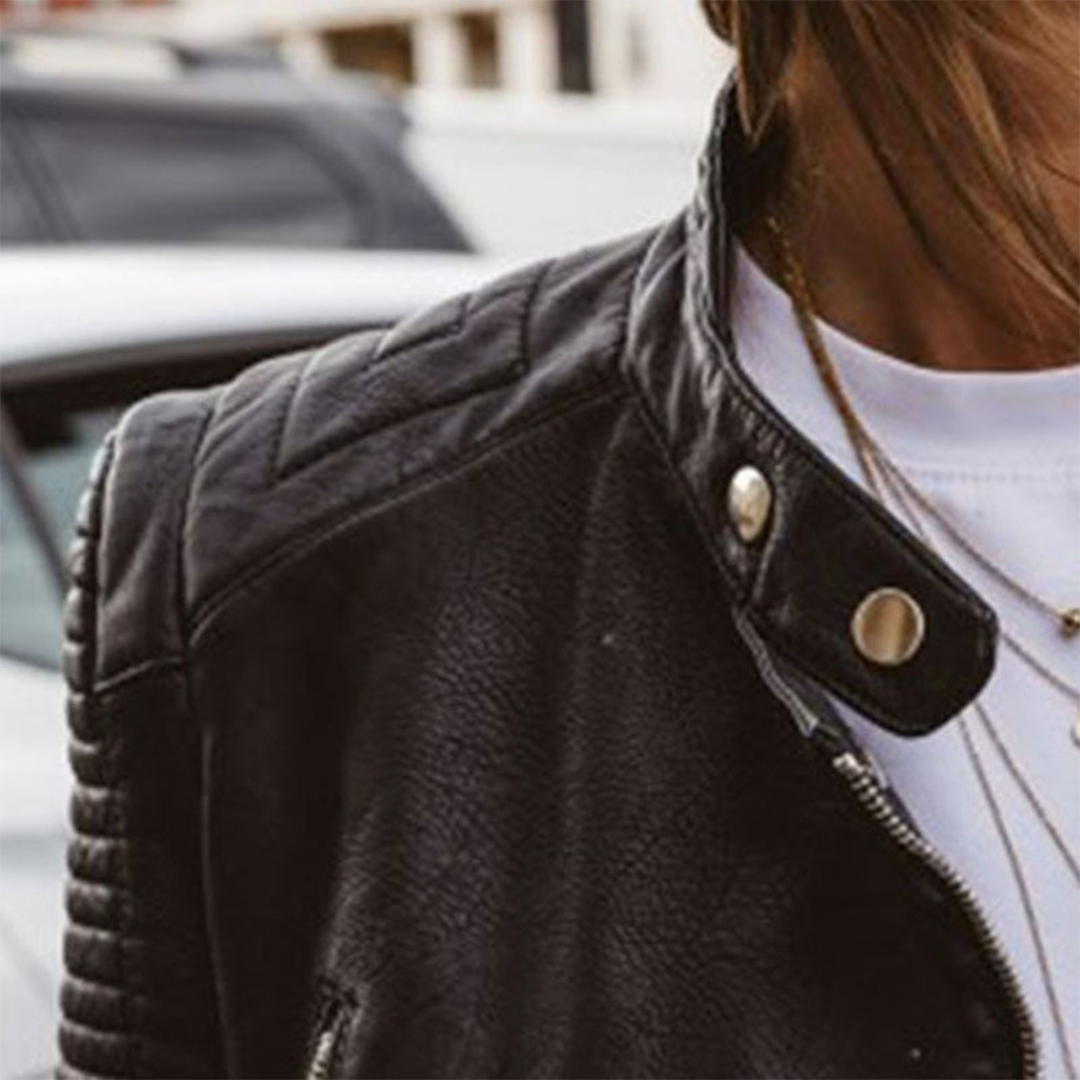 Remy | Women’s Biker Jacket with Ribbed Sleeves