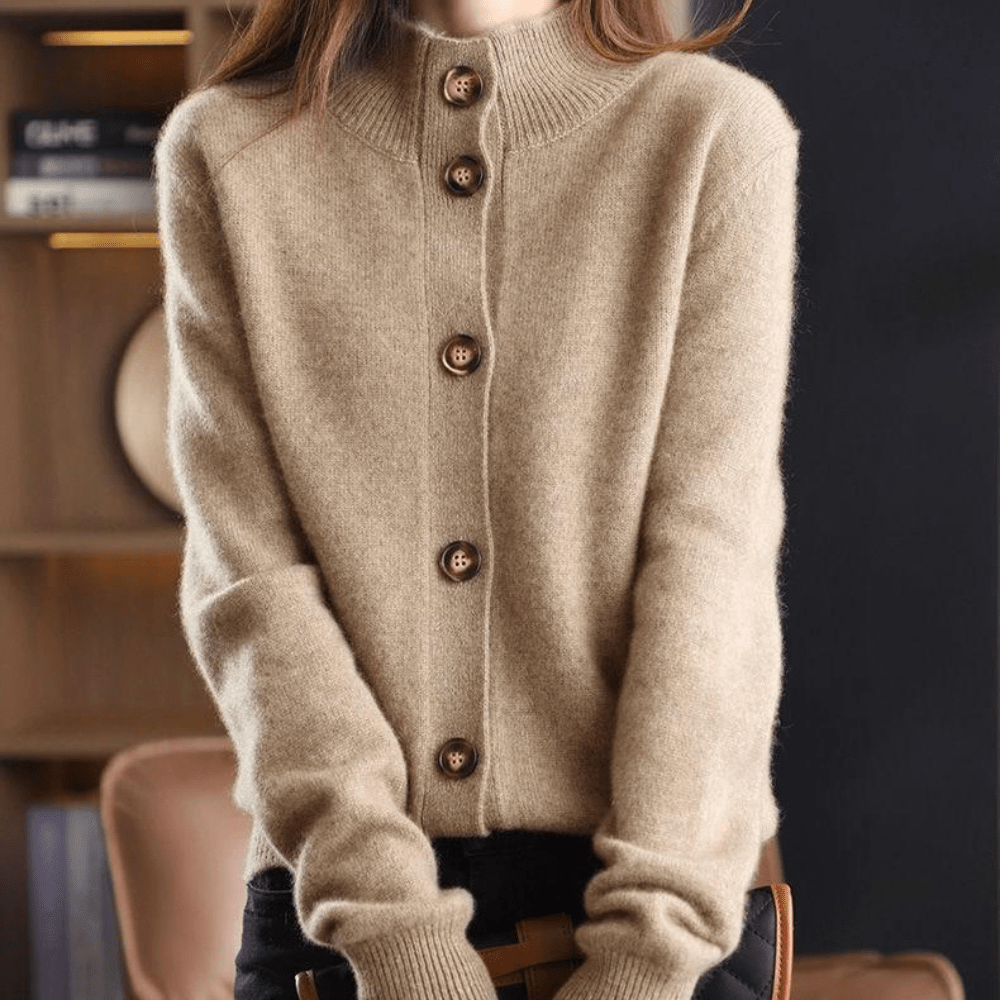 Rhiannon | Women’s Mock Neck Cardigan with Buttons