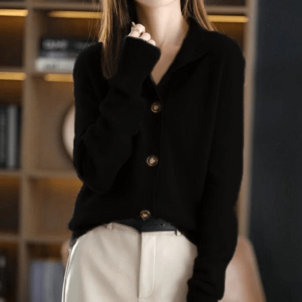 Rhiannon | Women’s Mock Neck Cardigan with Buttons