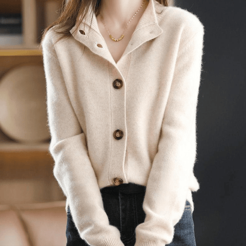 Rhiannon | Women’s Mock Neck Cardigan with Buttons