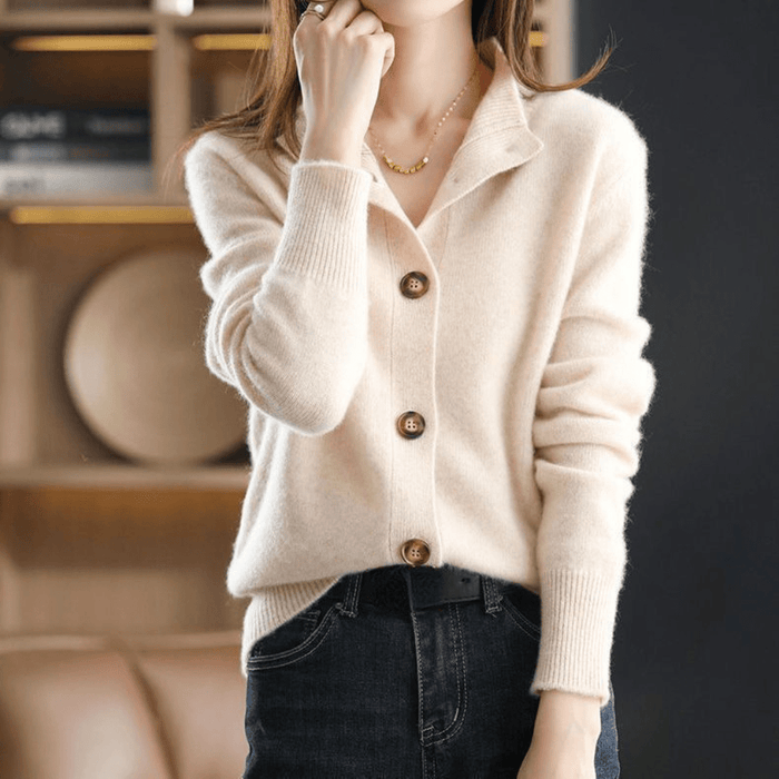 Rhiannon | Women’s Mock Neck Cardigan with Buttons