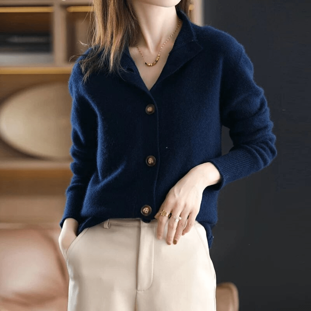 Rhiannon | Women’s Mock Neck Cardigan with Buttons