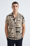 Riley Thompson | Vintage Newspaper Print Hawaiian Shirt For Men