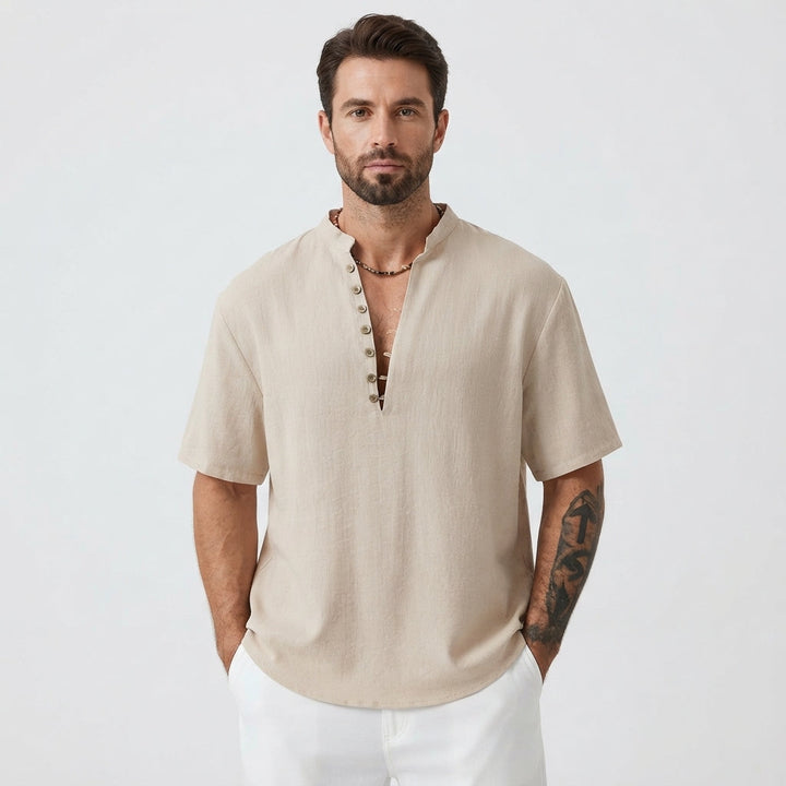 Ronan Blackwell | Linen Henley Shirt For Men