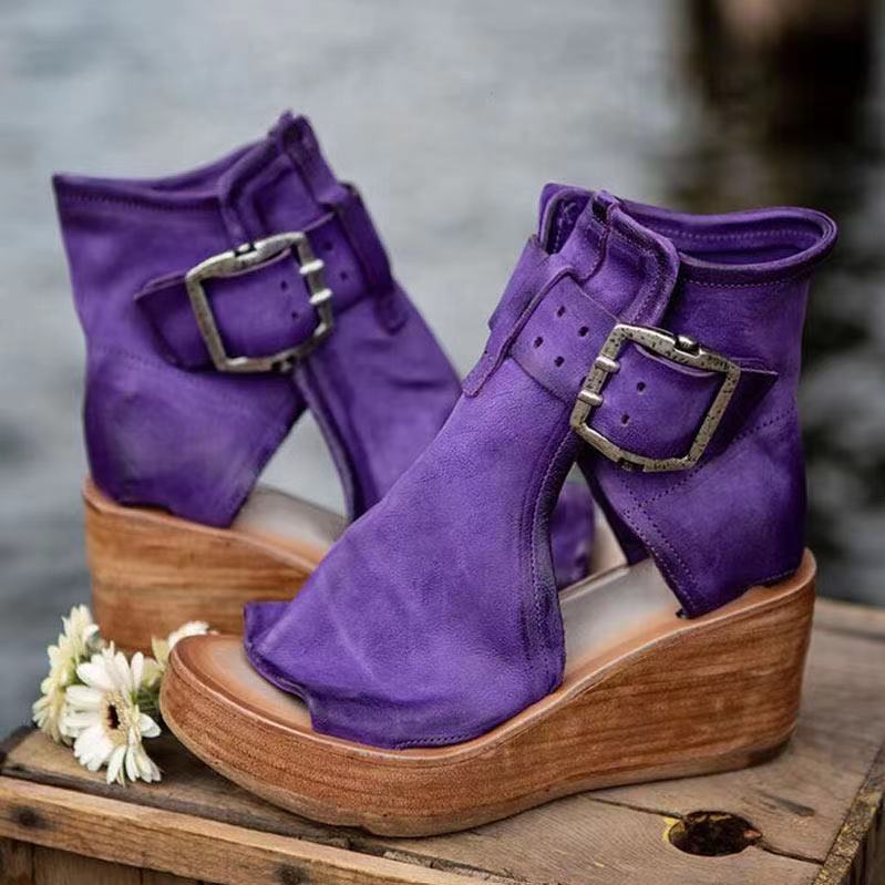 Rosamund | Women’s Ankle Strap Wedge Sandals with Buckle