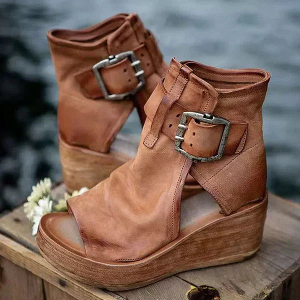 Rosamund | Women’s Ankle Strap Wedge Sandals with Buckle