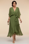 Roxanna | Women's V Neck Wrap Midi Dress