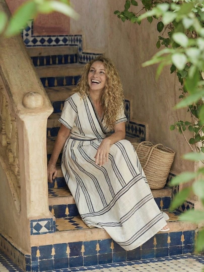 Roxy | Women’s Striped Wrap Maxi Dress with V-Neck