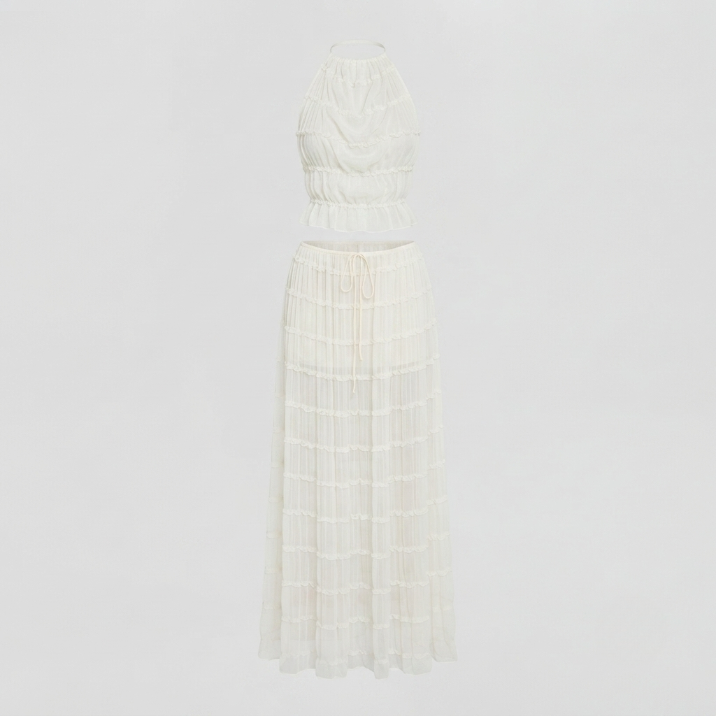 Ruby Collins | Ruffle Crop Top &amp; Maxi Skirt Set For Women