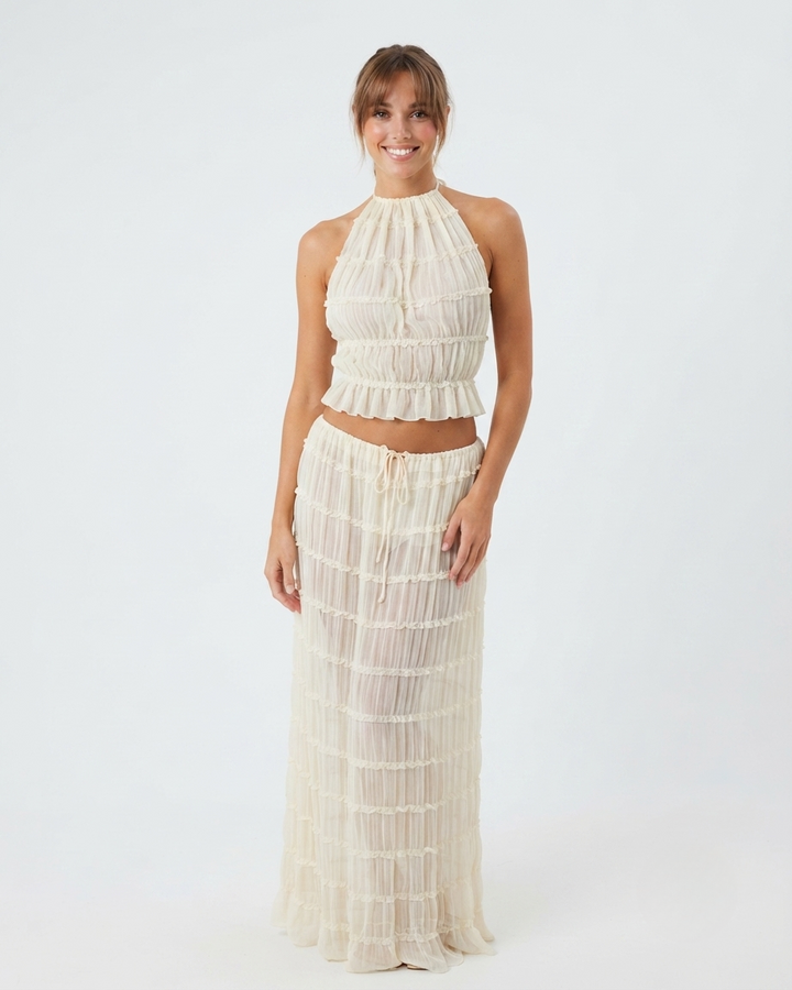 Ruby Collins | Ruffle Crop Top &amp; Maxi Skirt Set For Women