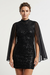 Ruby Turner | Glitter Cape Sleeve Mini Dress For Women