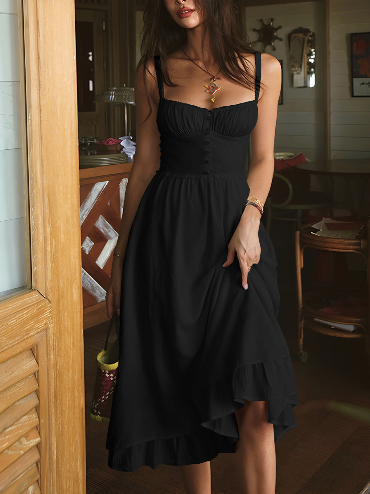 Isla | Women’s Isla Midi Dress with Ruffle Hem