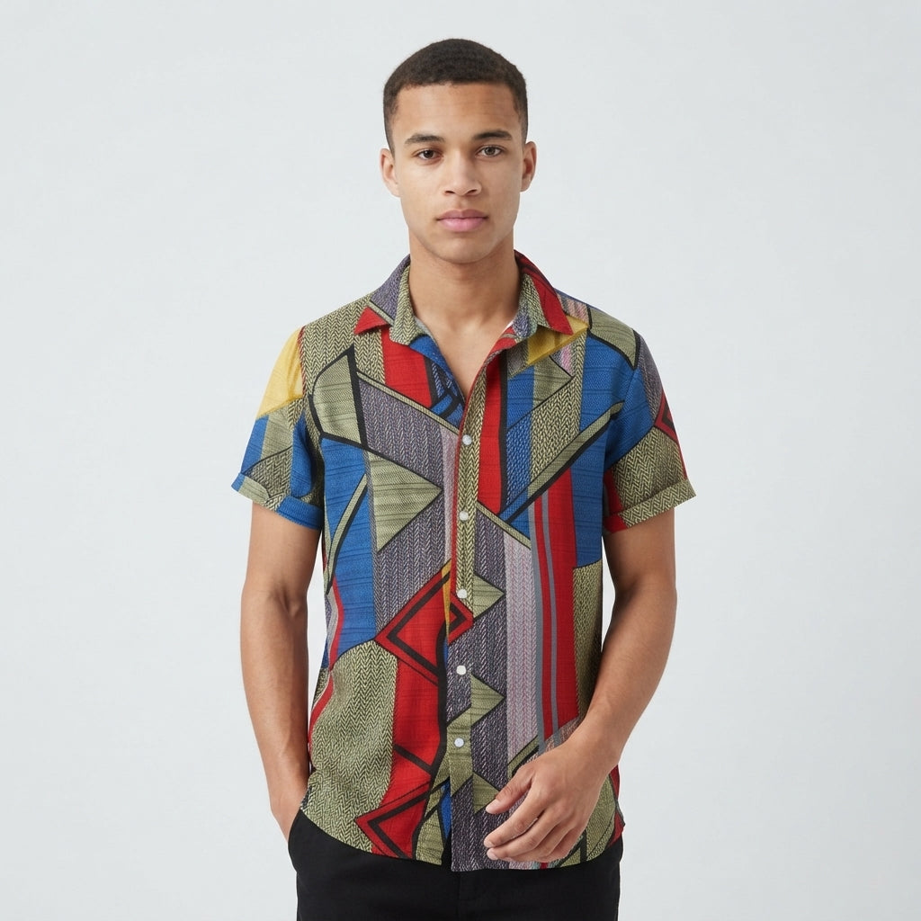 Ryan Walker | Geometric Print Short Sleeve Shirt For Men