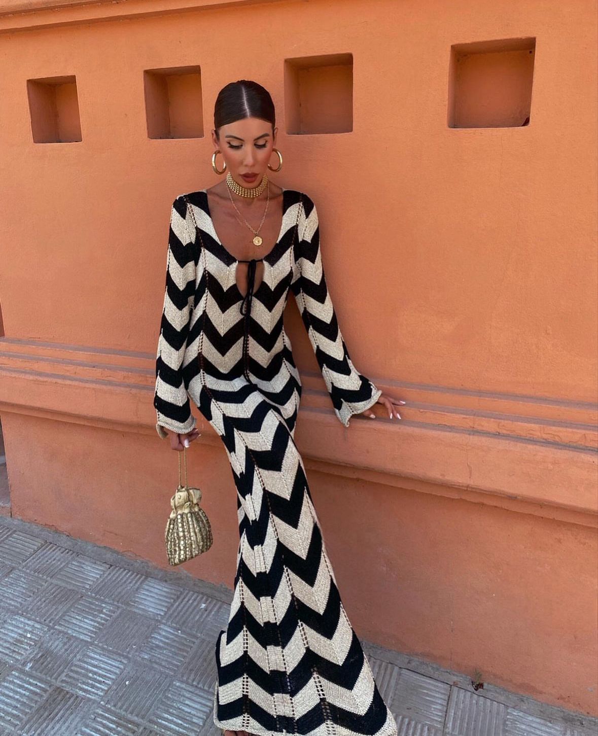 Santorini | Women’s Long Dress with Textured Drape