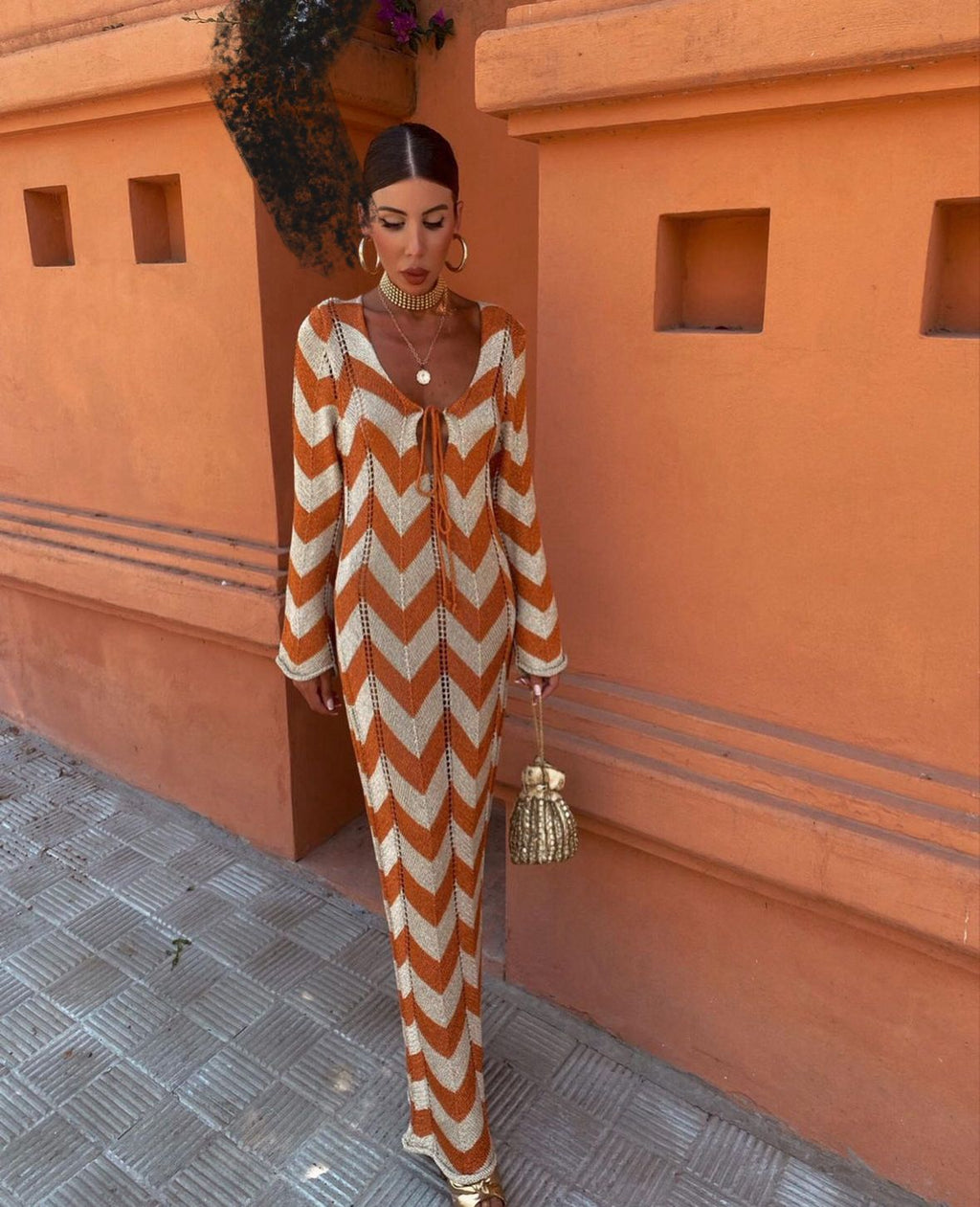 Santorini | Women’s Long Dress with Textured Drape