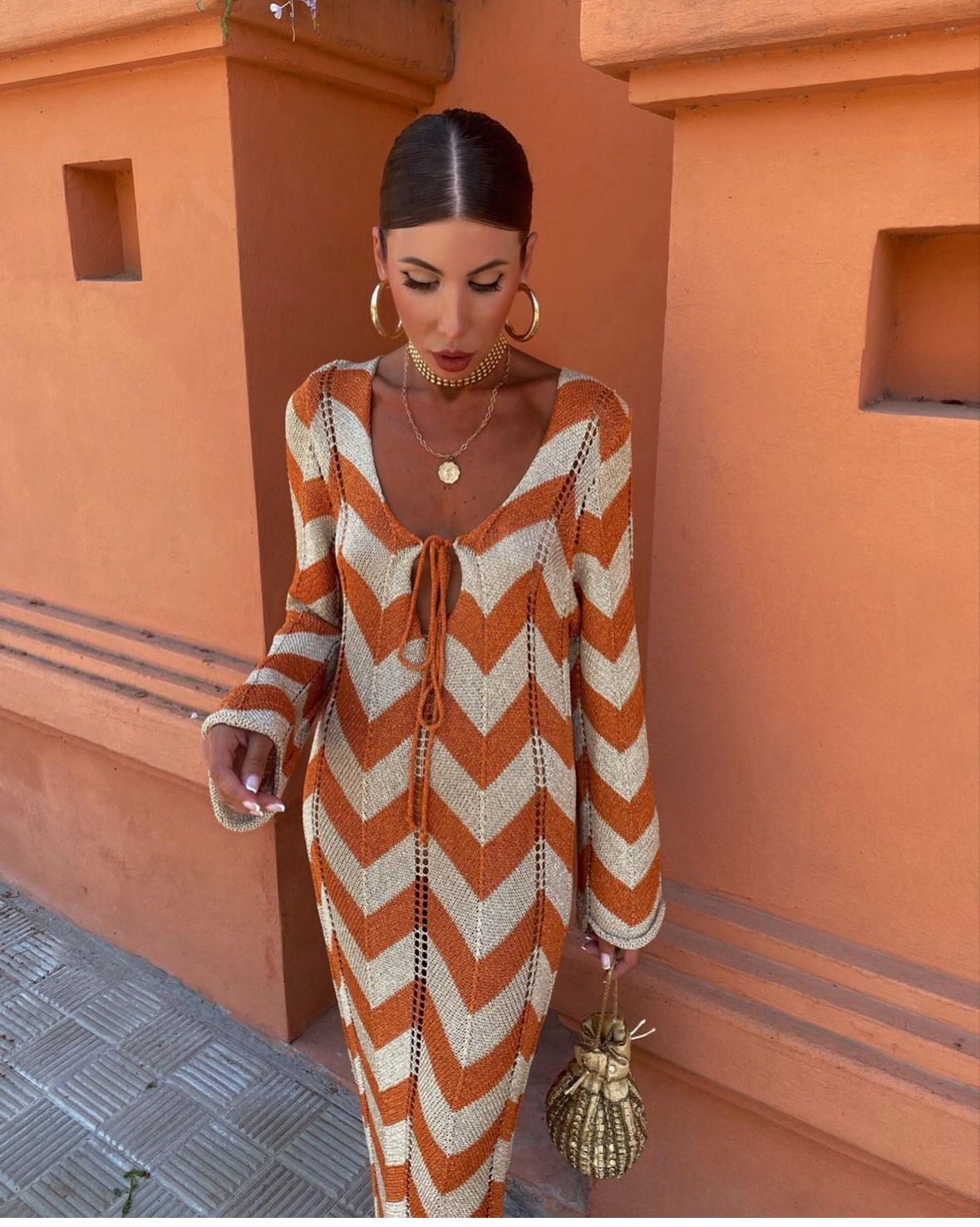 Santorini | Women’s Long Dress with Textured Drape