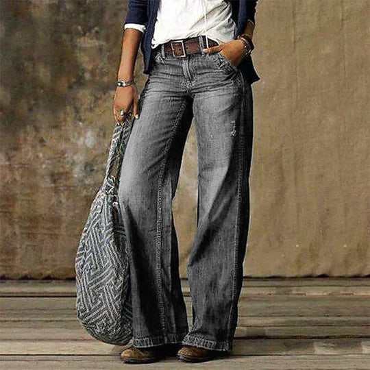 Saskia | Women’s High-Waist Wide-Leg Jeans with Retro Flare