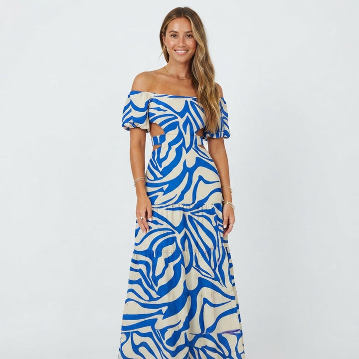 Sienna Clarke | Printed Summer Dress With Cut-Out Waist For Women